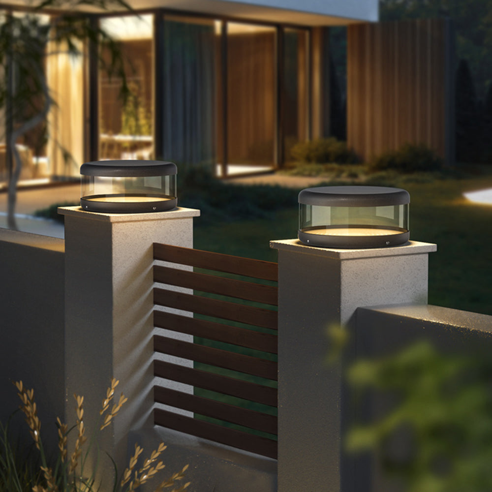 Ray Modern Cylinder Metal Solar Lamp Outdoor, Warm Light