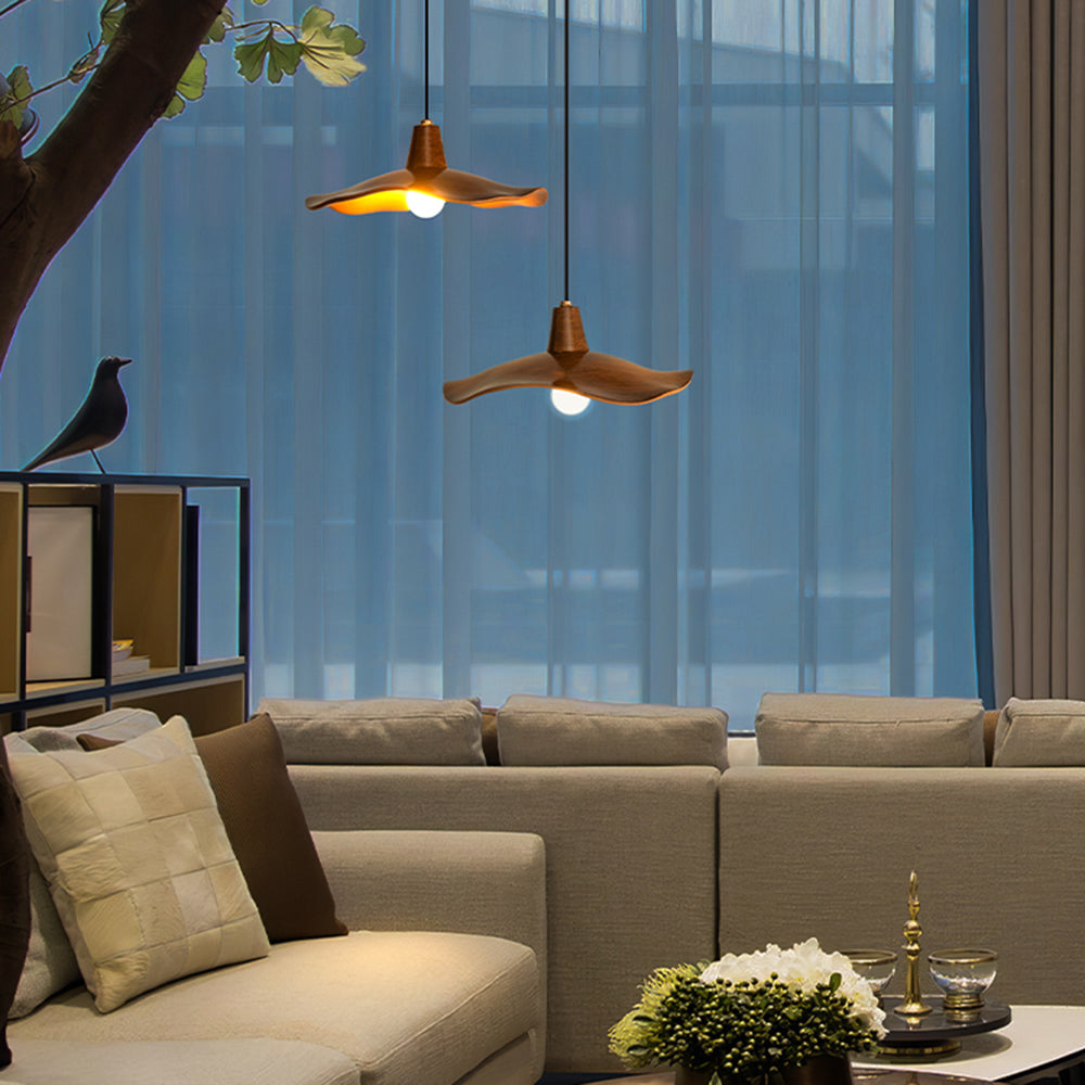 Arisha Pendant Light Wave Retro, Mahogany/Resin, Dining Room - Neutralighting