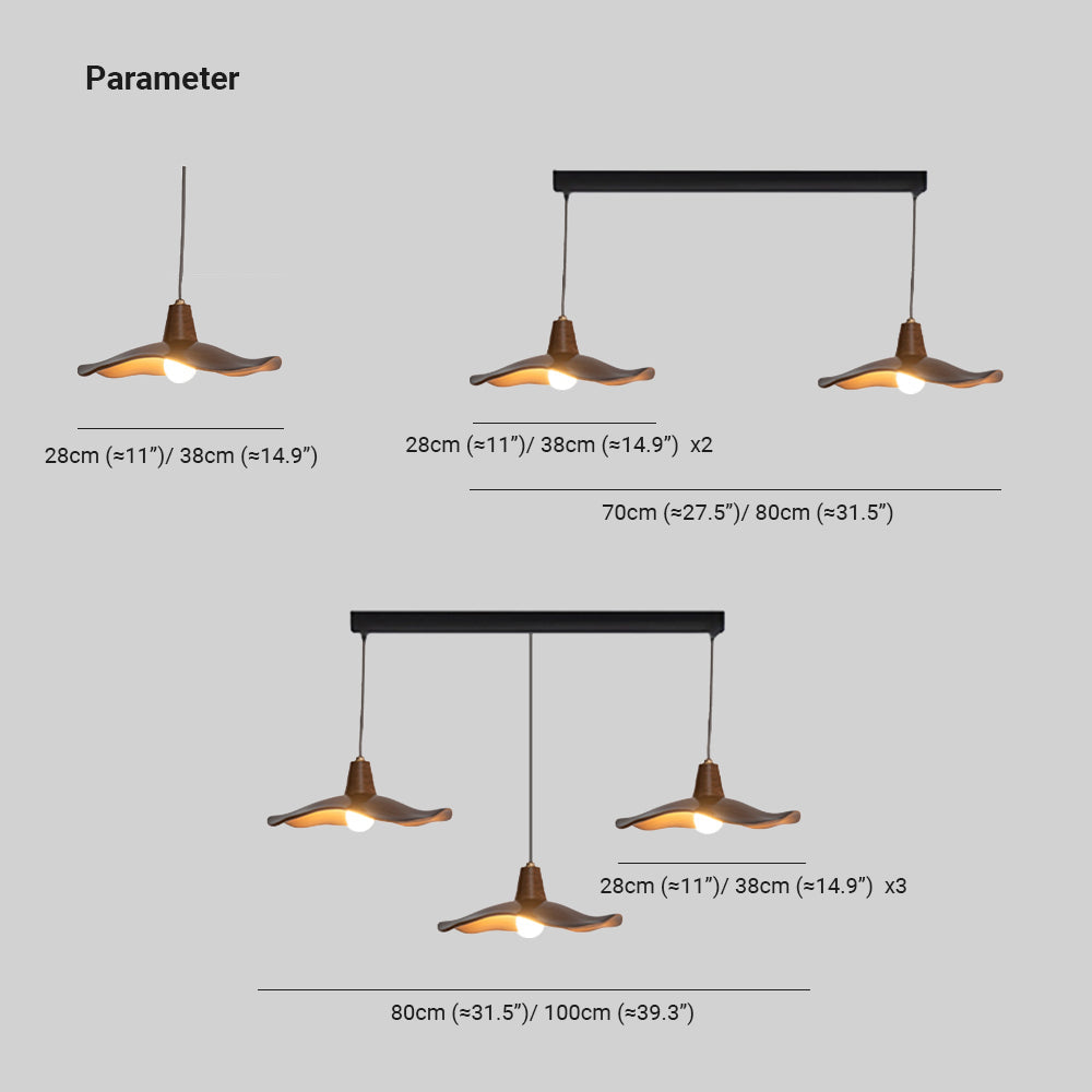 Arisha Pendant Light Wave Retro, Mahogany/Resin, Dining Room - Neutralighting