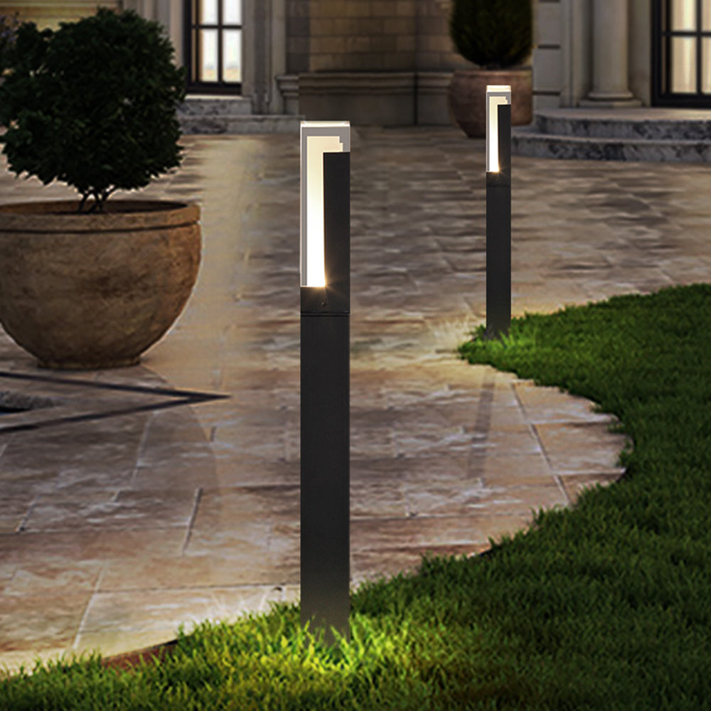 Ray Modern Rectangular Column Solar Outdoor Path Light, Black - Neutralighting