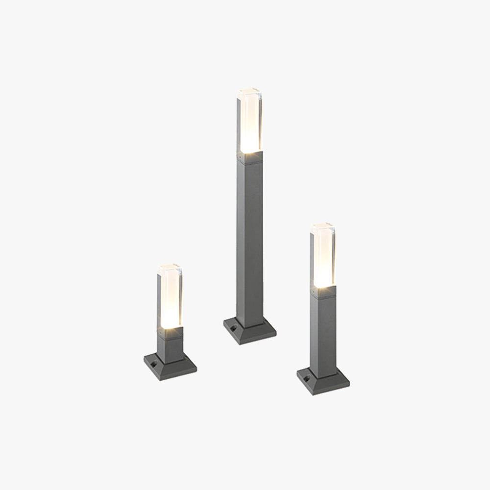 Ray Modern Rectangular Column Solar Outdoor Path Light, Black - Neutralighting