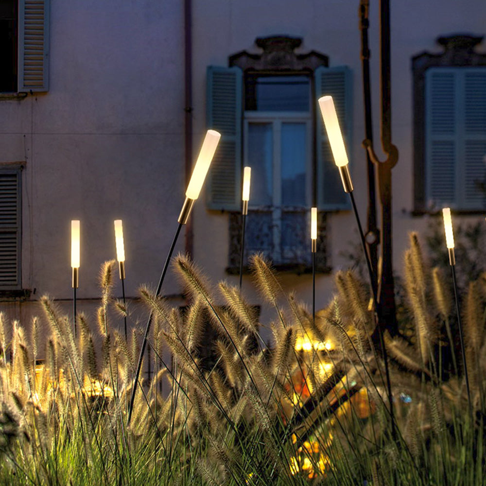 Ray Modern Metal Reed Solar Outdoor Black Post Light - Neutralighting