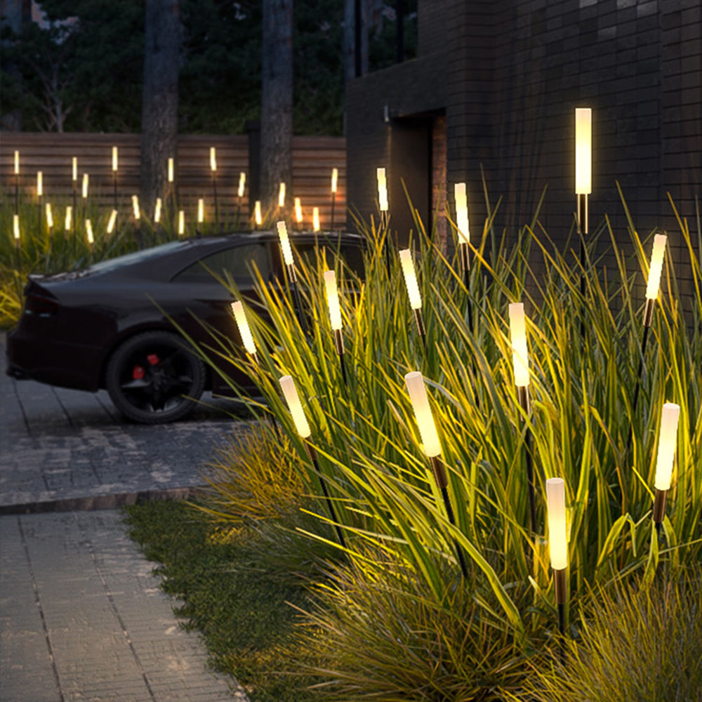 Ray Modern Metal Reed Solar Outdoor Black Post Light - Neutralighting
