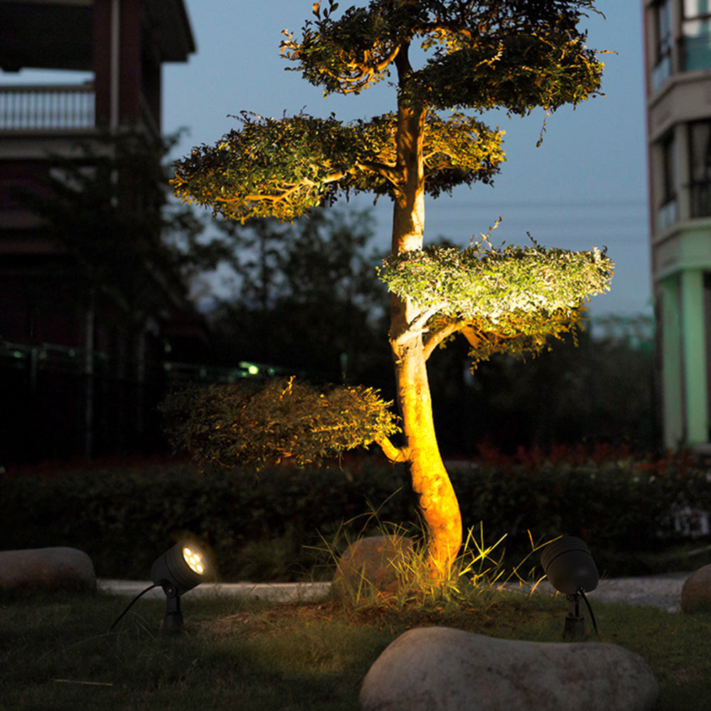 Ray Modern Round Glass/Metal Solar Outdoor Ground Lamp Spotlight - Neutralighting