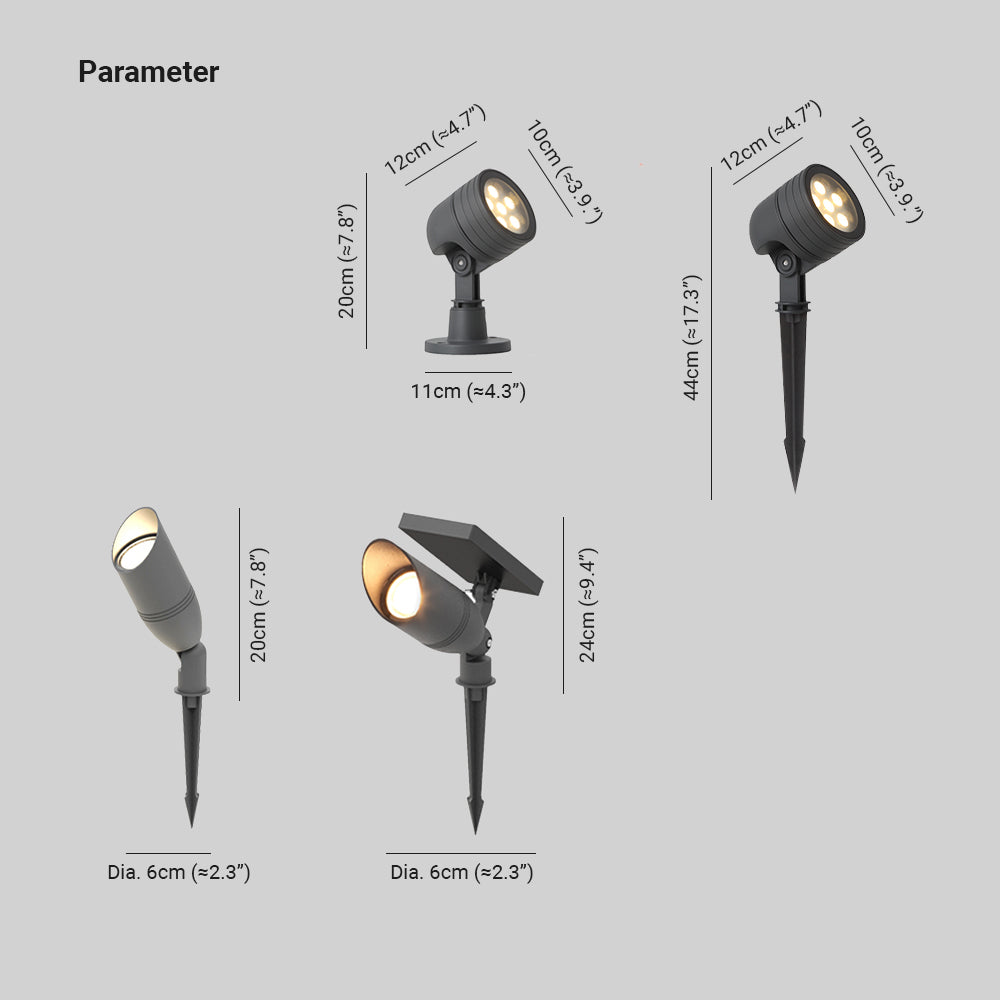 Ray Modern Round Glass/Metal Solar Outdoor Ground Lamp Spotlight - Neutralighting
