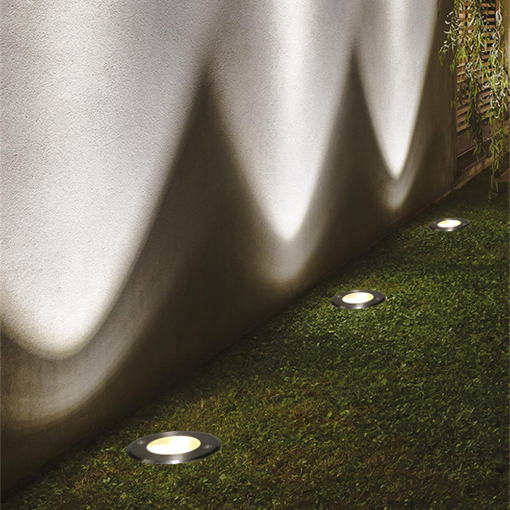 Ray Modern Metal Cylindrical Recessed Outdoor Step/Deck Light, Black - Neutralighting