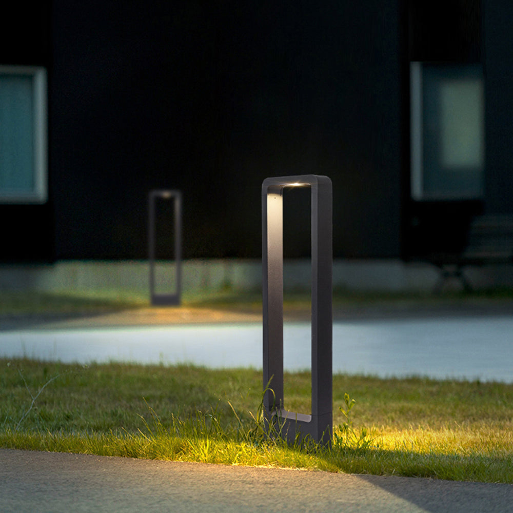 Ray Modern Metal Hollow Rectangle Outdoor Path Light, Black - Neutralighting
