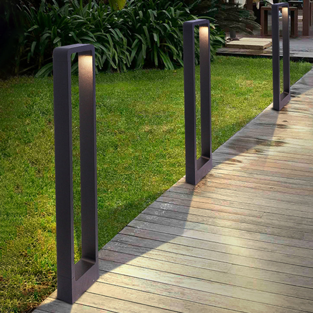 Ray Modern Metal Hollow Rectangle Outdoor Path Light, Black - Neutralighting