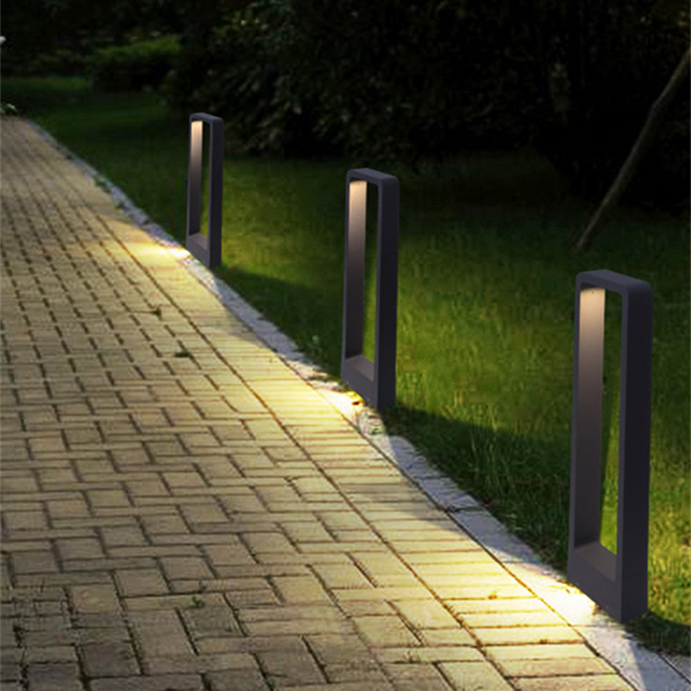 Ray Modern Metal Hollow Rectangle Outdoor Path Light, Black - Neutralighting