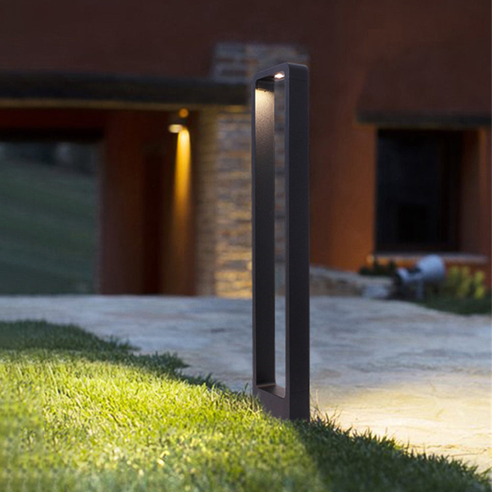 Ray Modern Metal Hollow Rectangle Outdoor Path Light, Black - Neutralighting