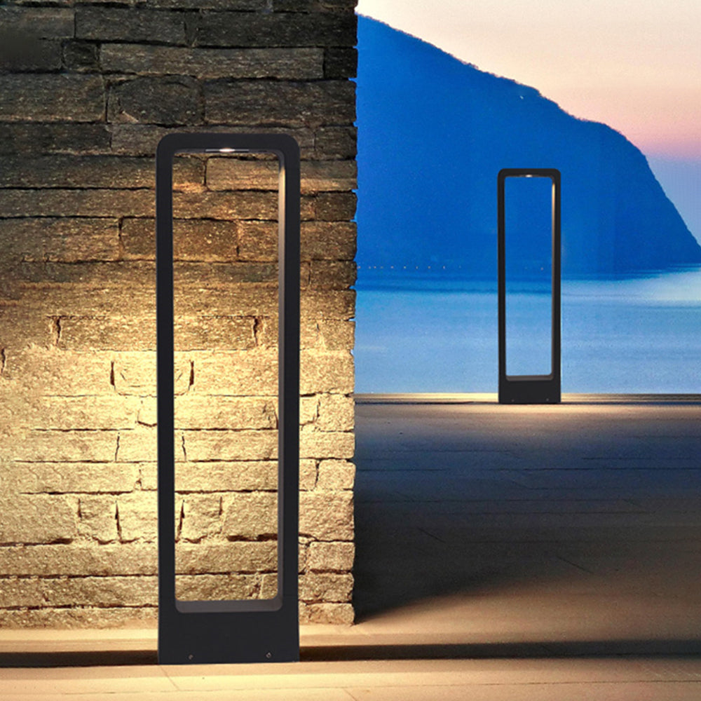 Ray Modern Metal Hollow Rectangle Outdoor Path Light, Black - Neutralighting