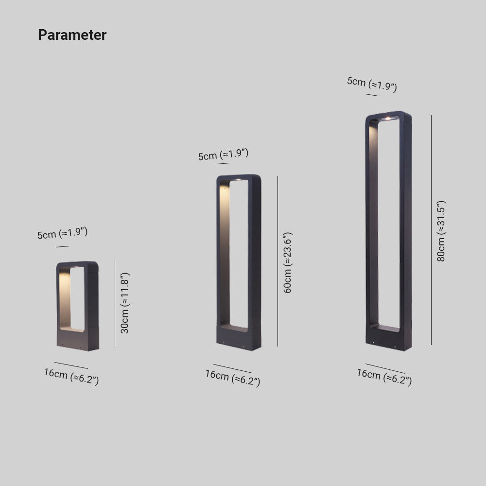 Ray Modern Metal Hollow Rectangle Outdoor Path Light, Black - Neutralighting