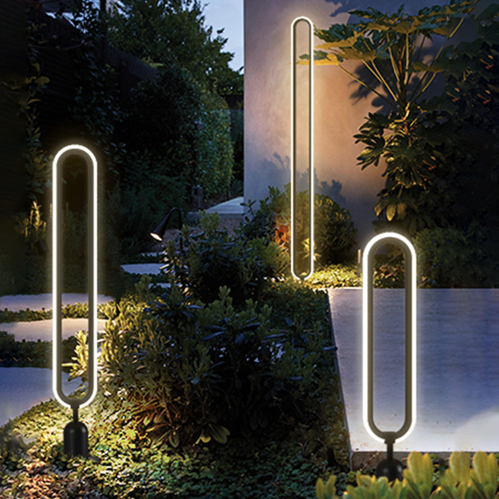 Ray Modern Metal Elliptical Ring Solar Outdoor Path Light, Black - Neutralighting