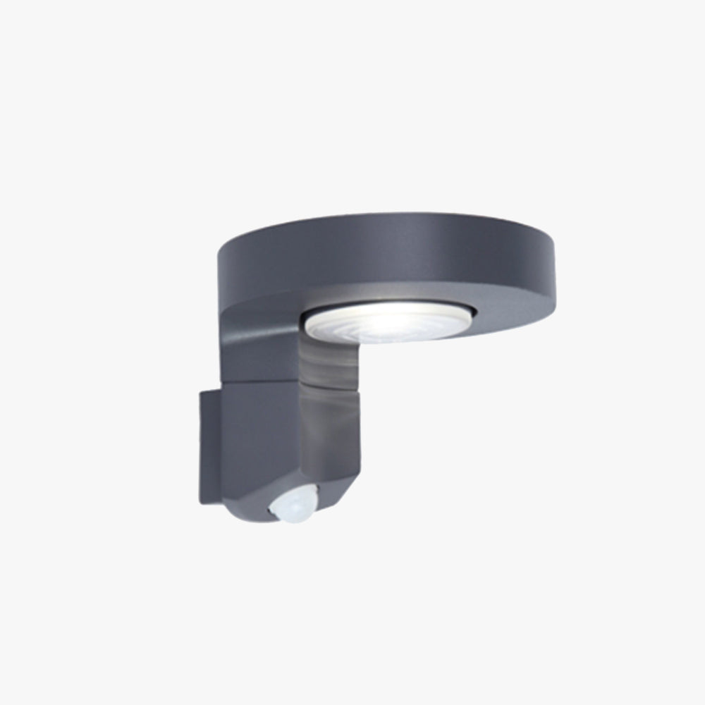 Ray Modern Round Metal/Acrylic Sensor Solar Waterproof Outdoor Wall Lamp, Black - Neutralighting