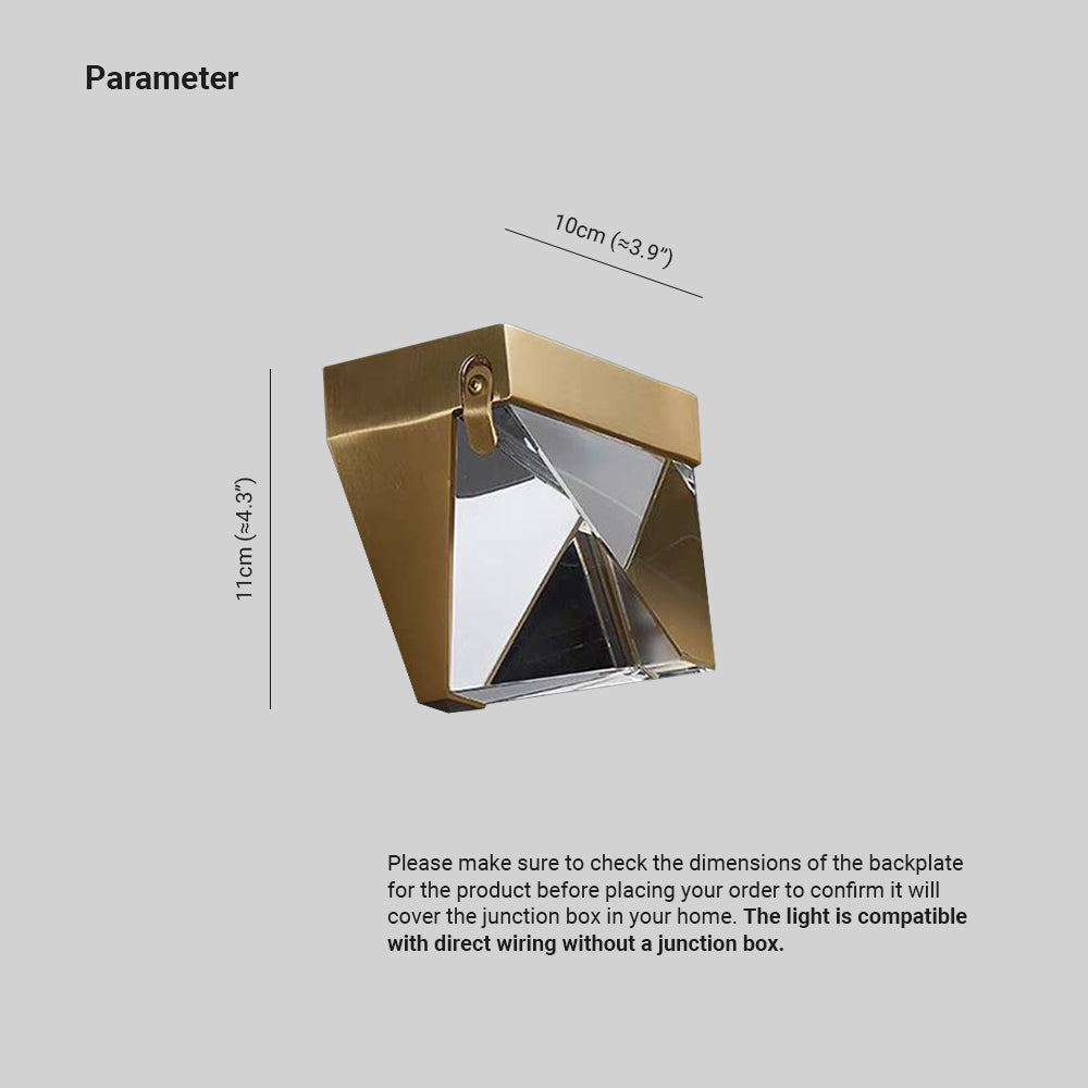Laxor Waterproof Diamond Shape Metal/Crystal Outdoor Wall Lamp, Gold/Black - Neutralighting