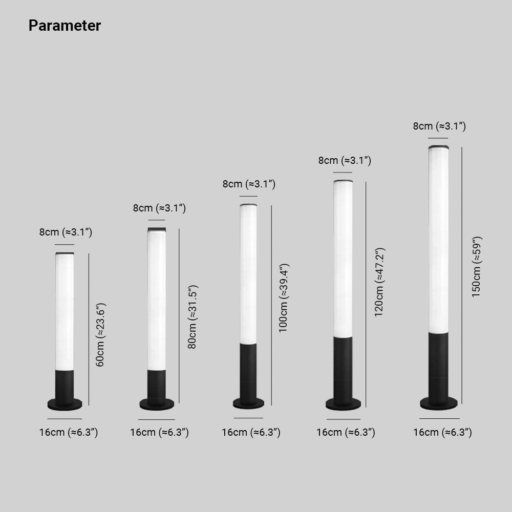 Ray Minimalist Cylindrical Acrylic Outdoor Ground Ligh, Black - Neutralighting