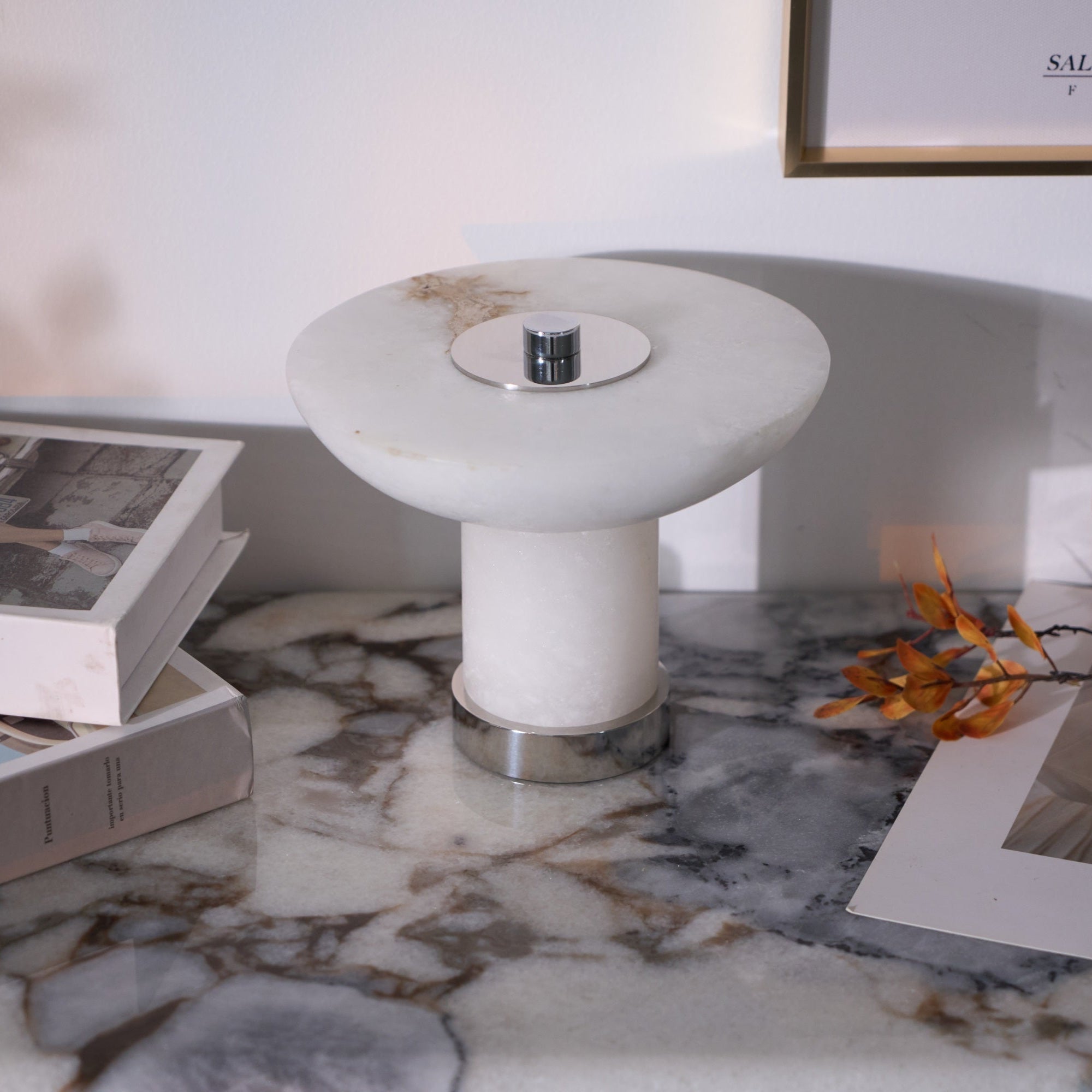 Eurnoran Mushroom Shaped Alabaster Table Lamp - Neutralighting