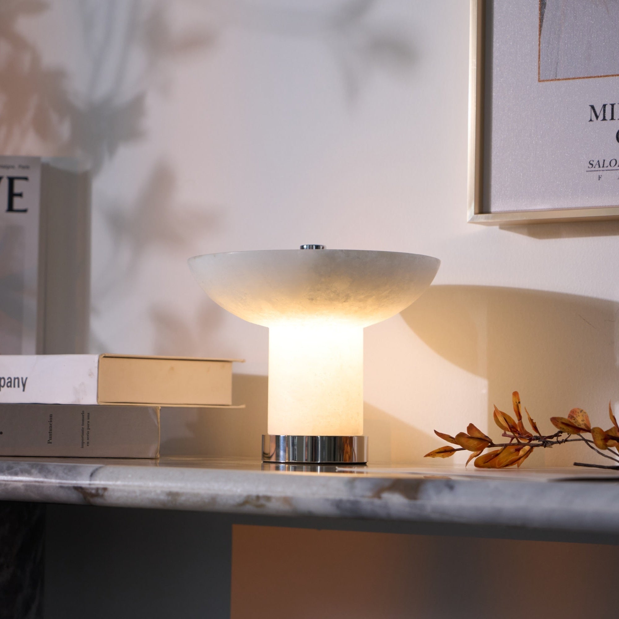 Eurnoran Mushroom Shaped Alabaster Table Lamp - Neutralighting