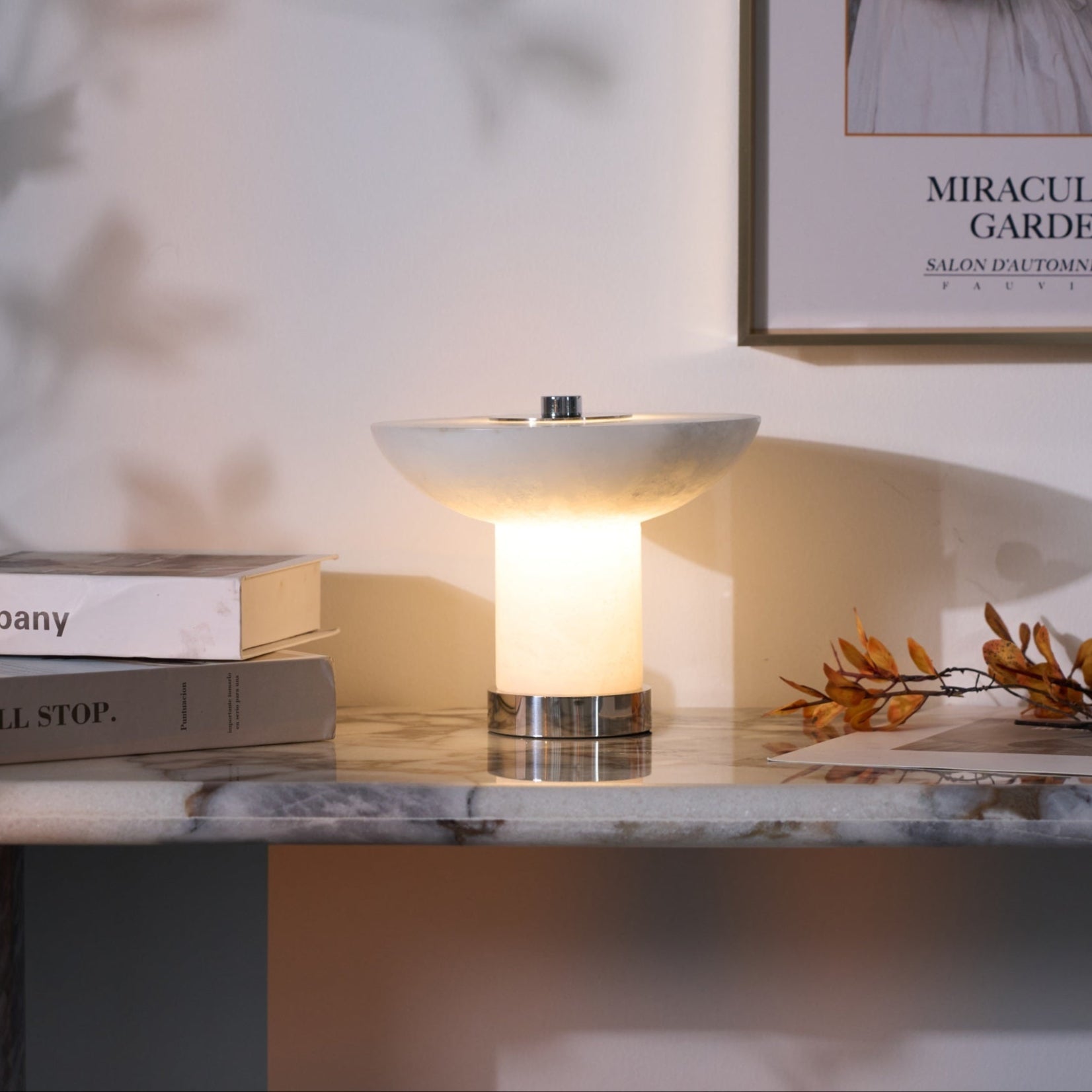 Eurnoran Mushroom Shaped Alabaster Table Lamp - Neutralighting