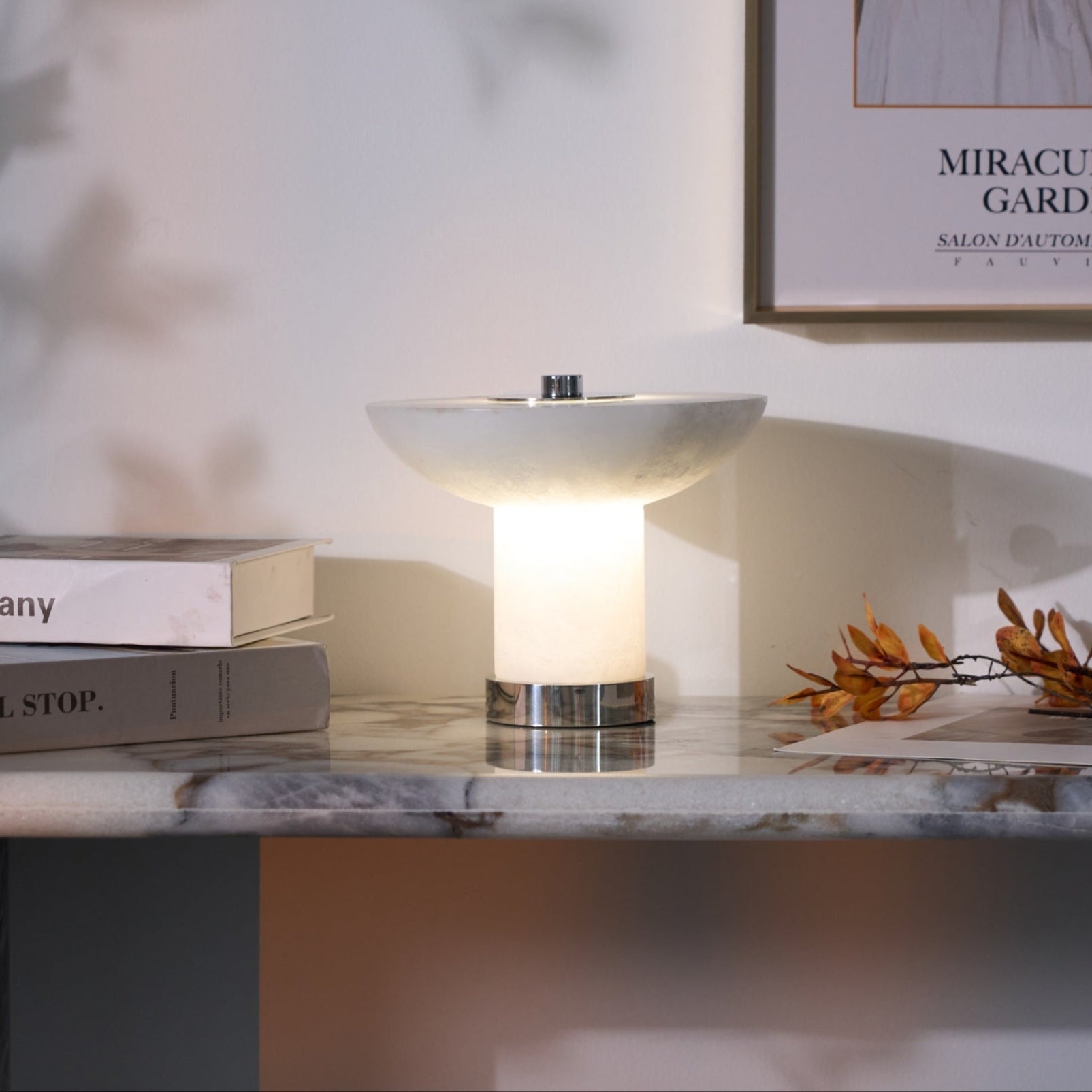 Eurnoran Mushroom Shaped Alabaster Table Lamp - Neutralighting