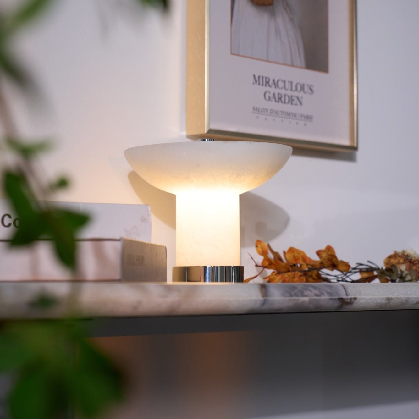 Eurnoran Mushroom Shaped Alabaster Table Lamp - Neutralighting