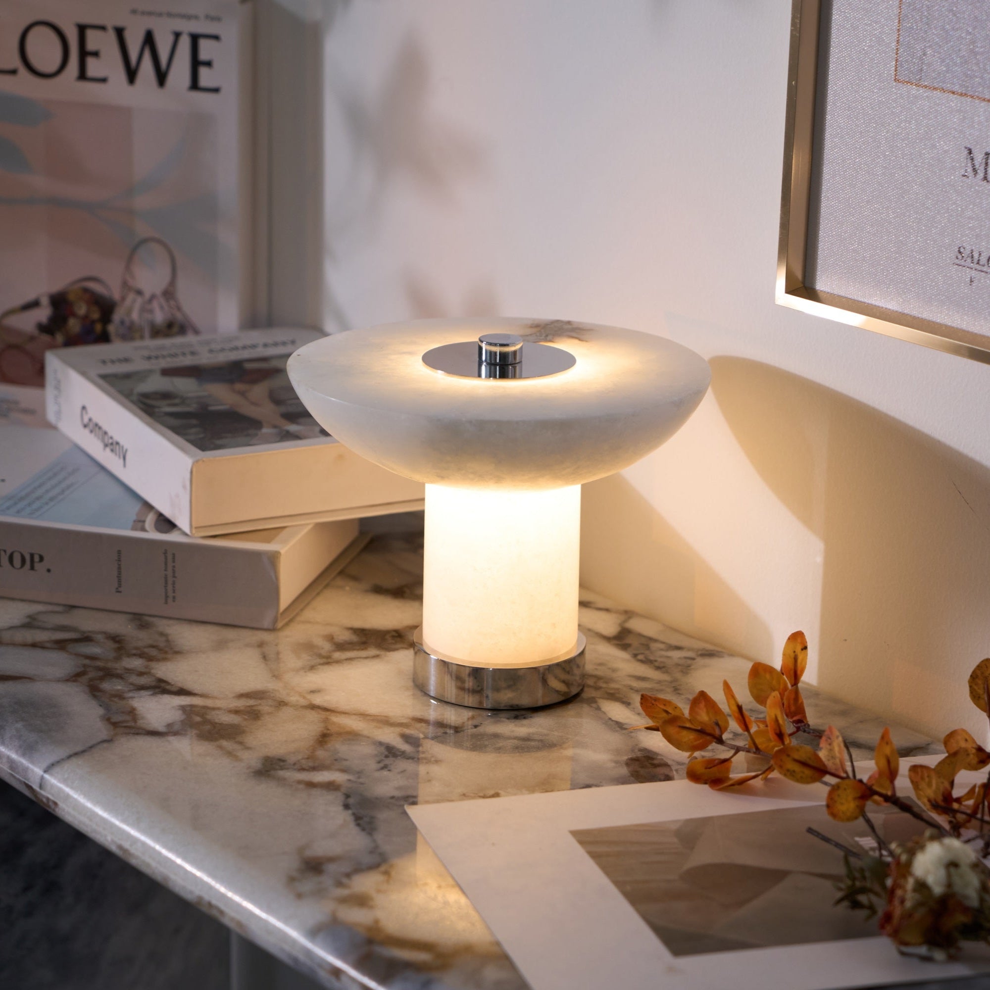 Eurnoran Mushroom Shaped Alabaster Table Lamp - Neutralighting