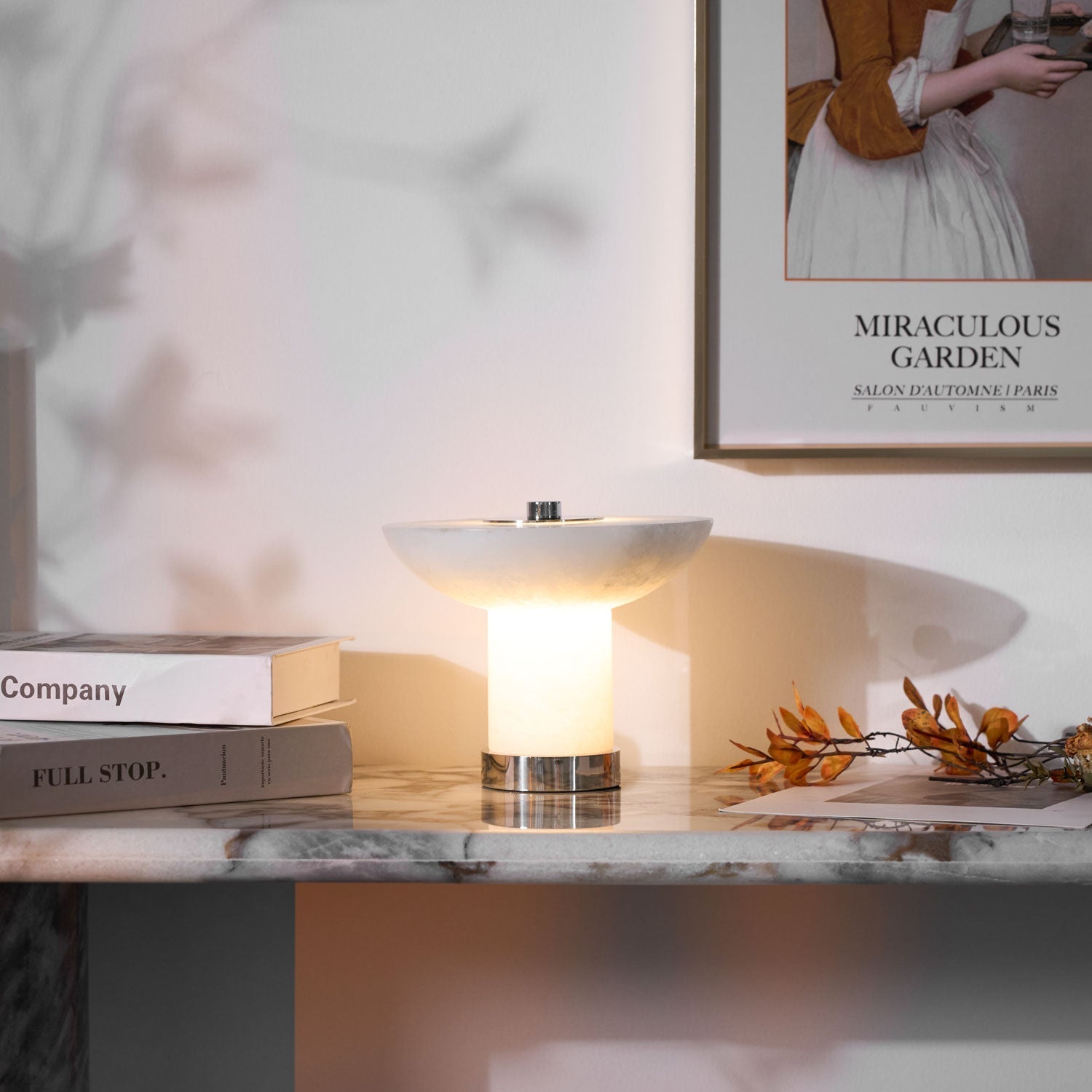 Eurnoran Mushroom Shaped Alabaster Table Lamp - Neutralighting