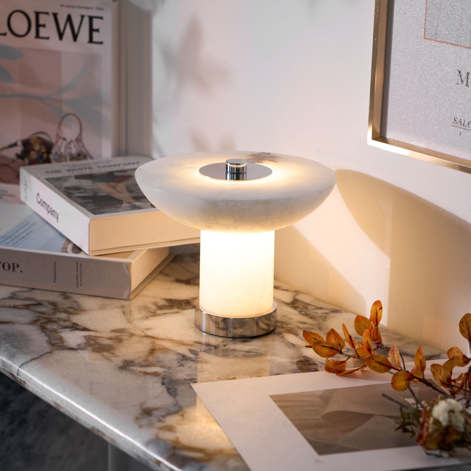 Eurnoran Mushroom Shaped Alabaster Table Lamp - Neutralighting