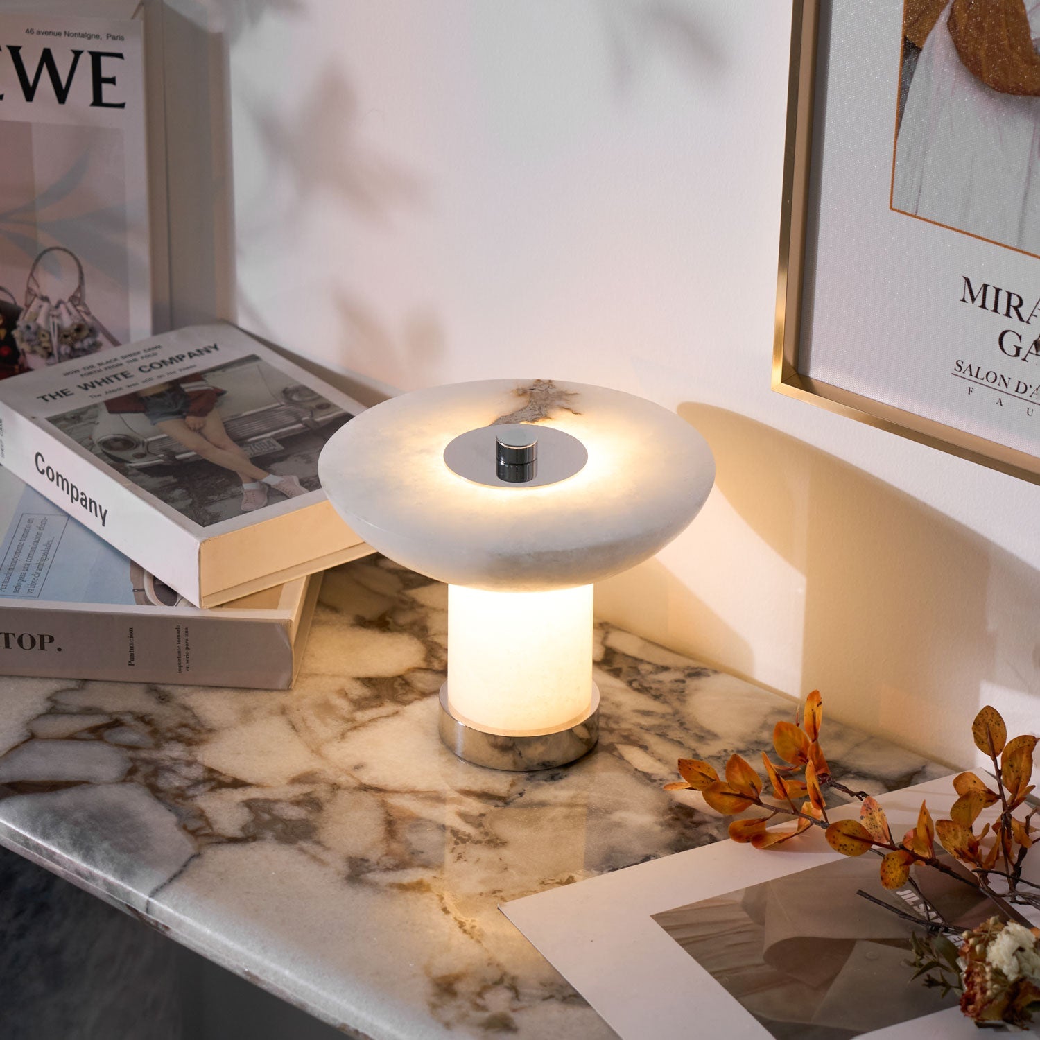 Eurnoran Mushroom Shaped Alabaster Table Lamp - Neutralighting