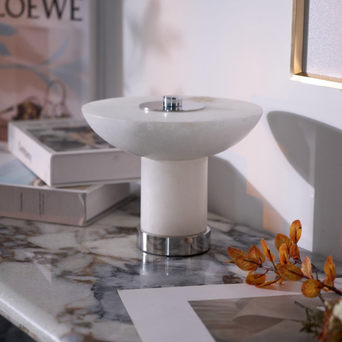 Eurnoran Mushroom Shaped Alabaster Table Lamp - Neutralighting