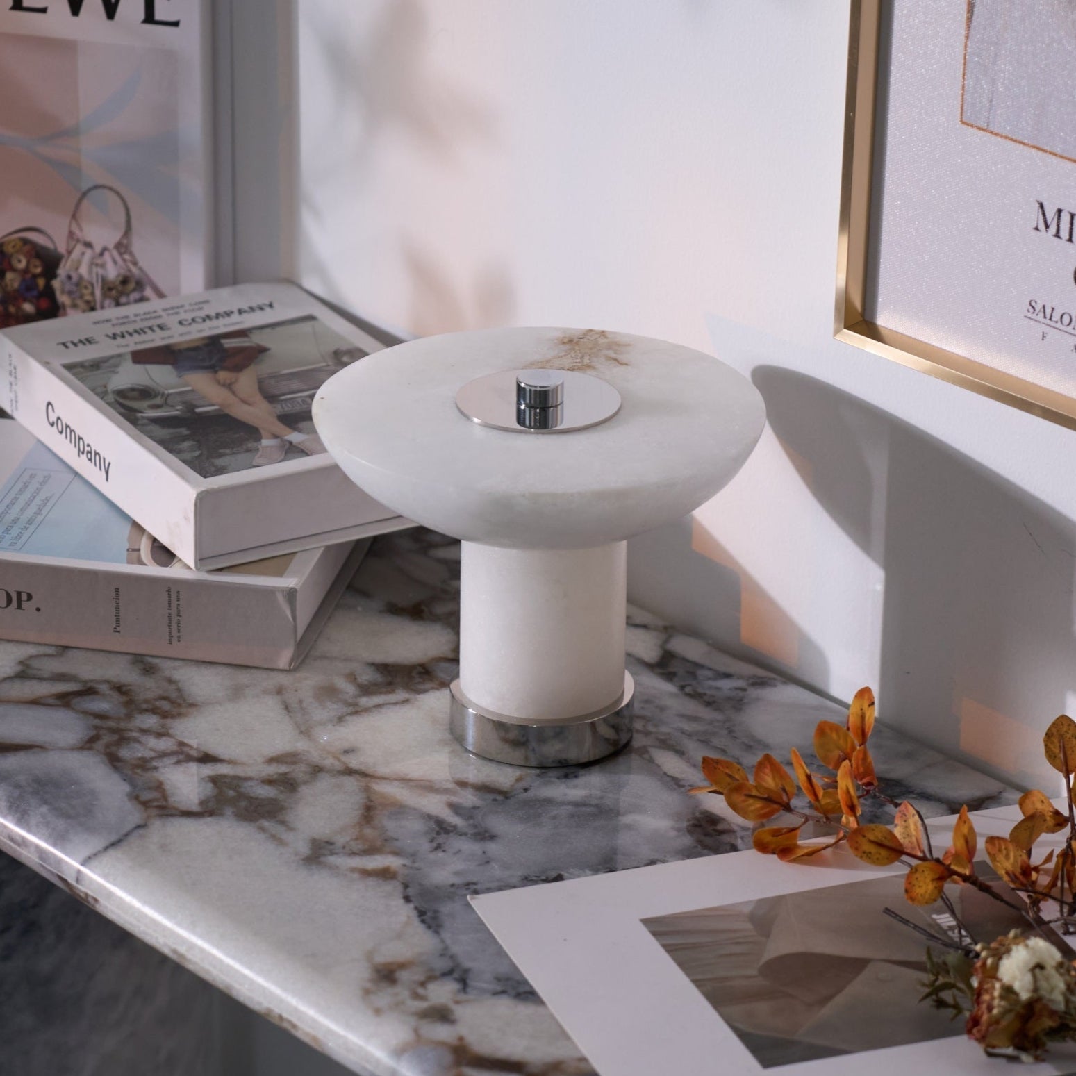 Eurnoran Mushroom Shaped Alabaster Table Lamp - Neutralighting