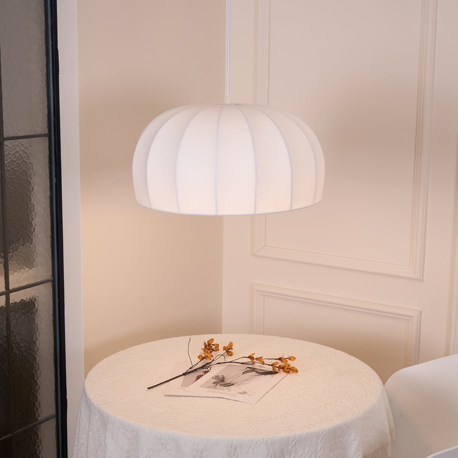 Nova White Fabric Dome Pendant Light - Neutralighting