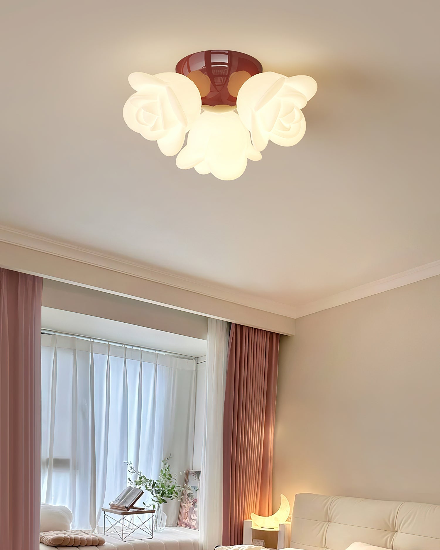 Ceiling Light Metal Canopy and PE Rose Shape Floral Artistic Accent - Neutralighting