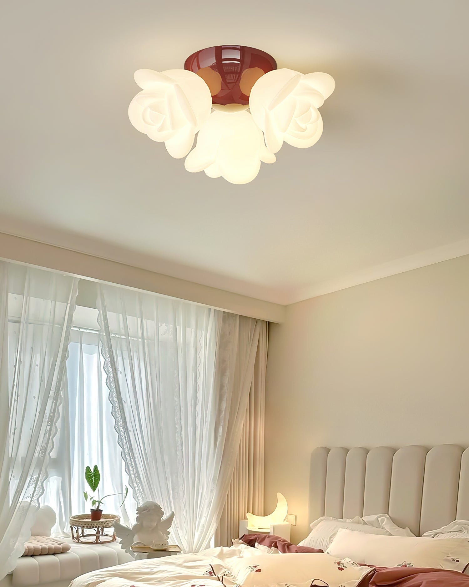 Ceiling Light Metal Canopy and PE Rose Shape Floral Artistic Accent - Neutralighting