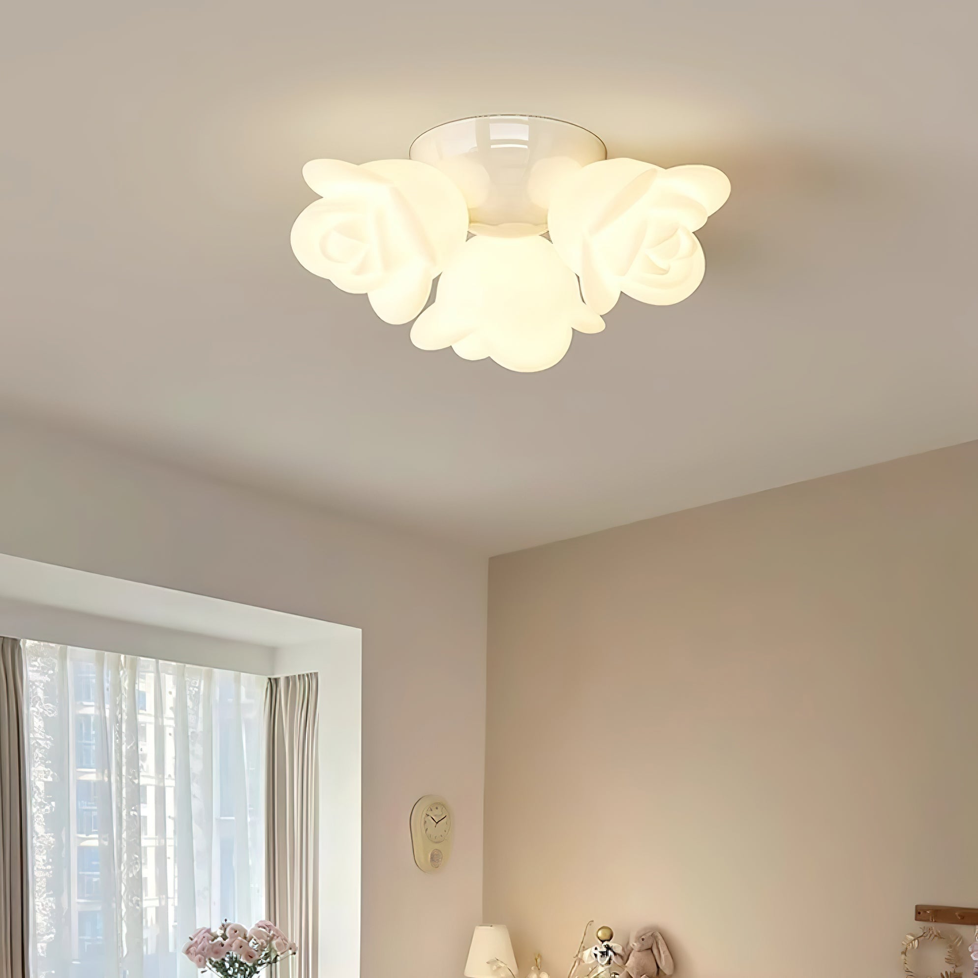 Ceiling Light Metal Canopy and PE Rose Shape Floral Artistic Accent - Neutralighting
