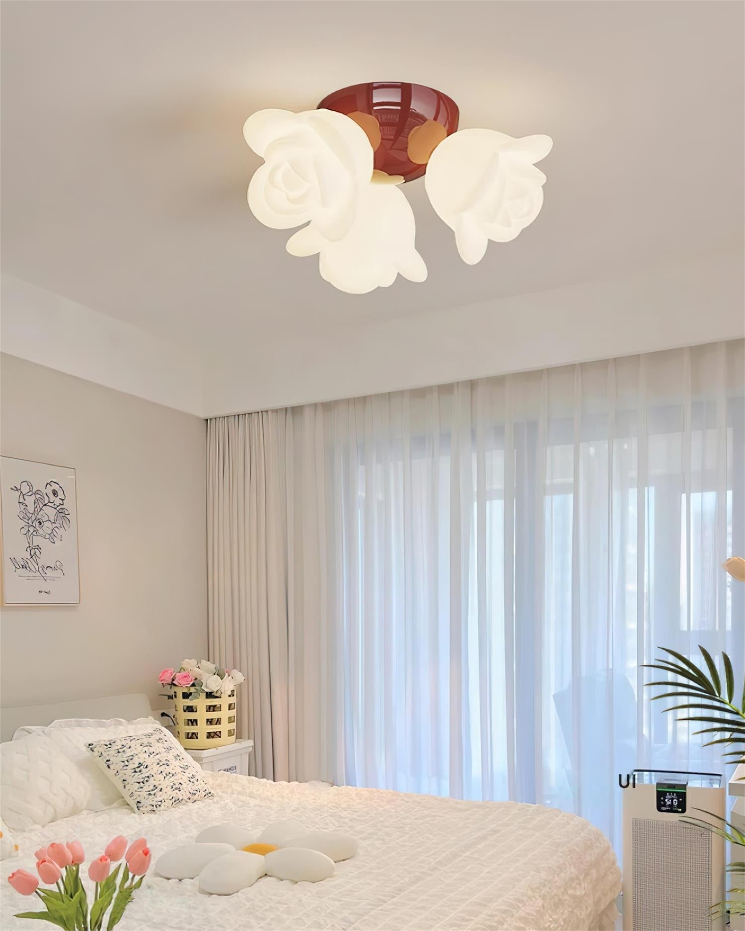 Ceiling Light Metal Canopy and PE Rose Shape Floral Artistic Accent - Neutralighting