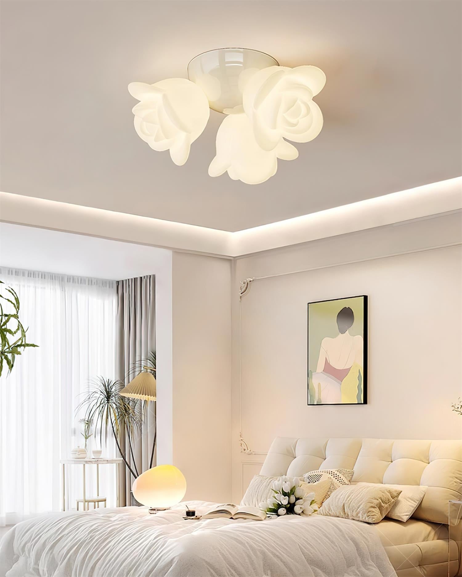 Ceiling Light Metal Canopy and PE Rose Shape Floral Artistic Accent - Neutralighting