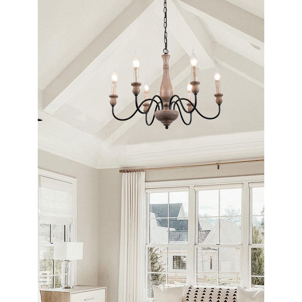 Afralia Modern Industrial Wooden Chandelier - Neutralighting