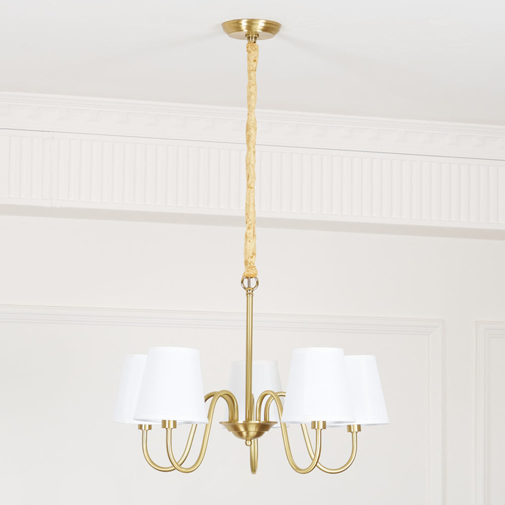 Aged Traditional Stacey Fabric Chandelier - Neutralighting