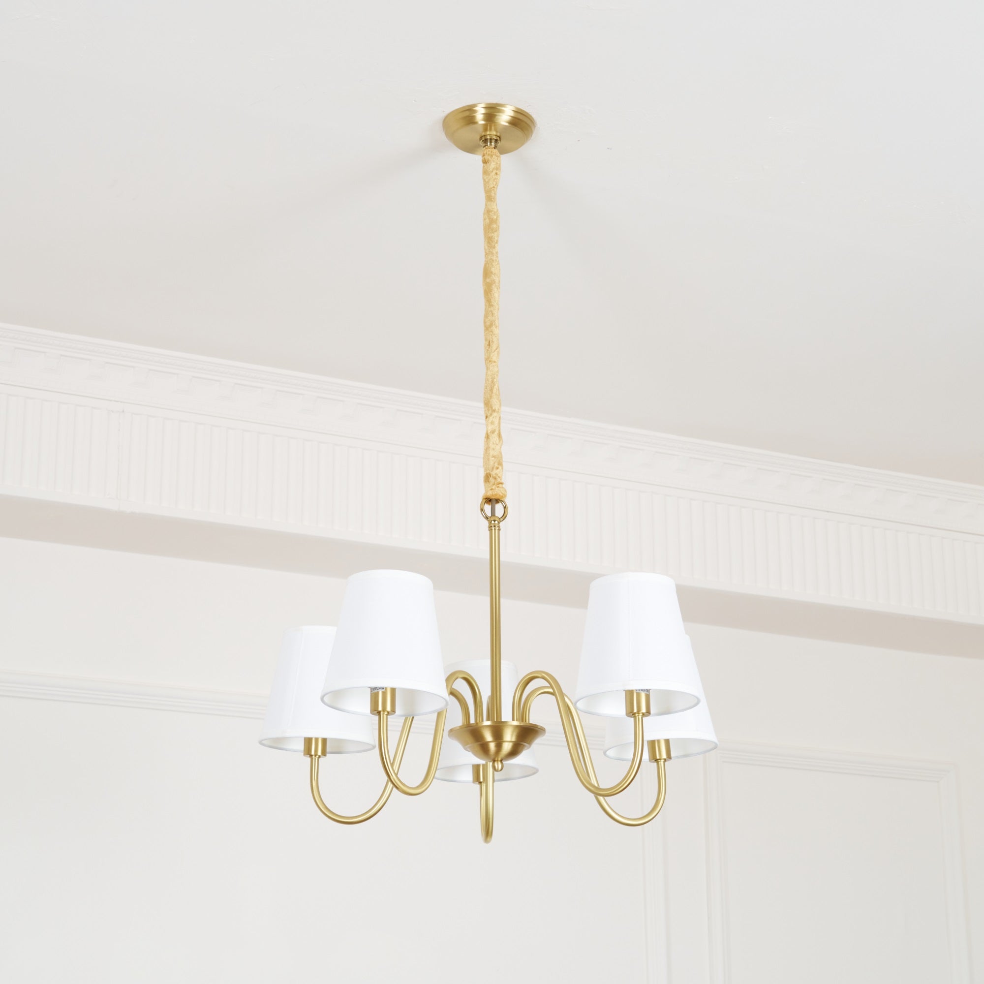 Aged Traditional Stacey Fabric Chandelier - Neutralighting