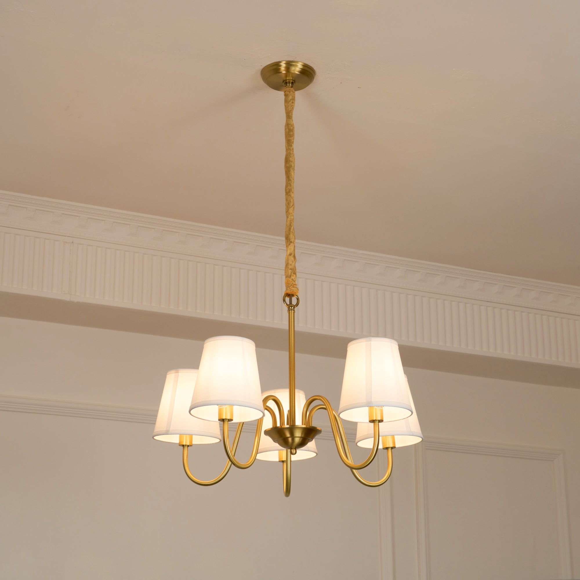 Aged Traditional Stacey Fabric Chandelier - Neutralighting