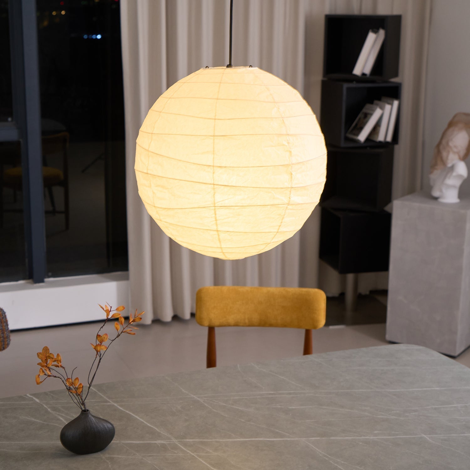 Luna Pendant Light Japanese Paper Globe - Neutralighting