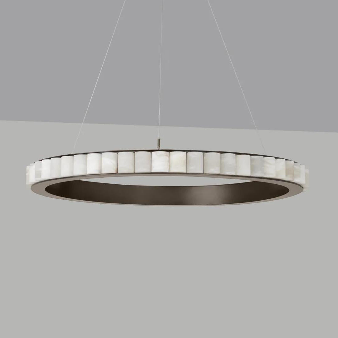Orion Double Ring Alabaster Chandelier - Neutralighting