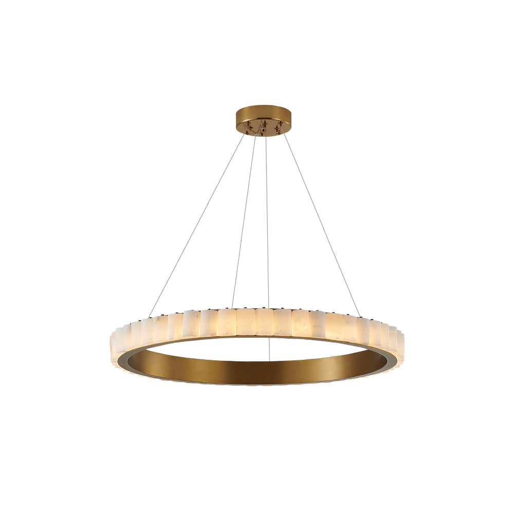 Orion Double Ring Alabaster Chandelier - Neutralighting