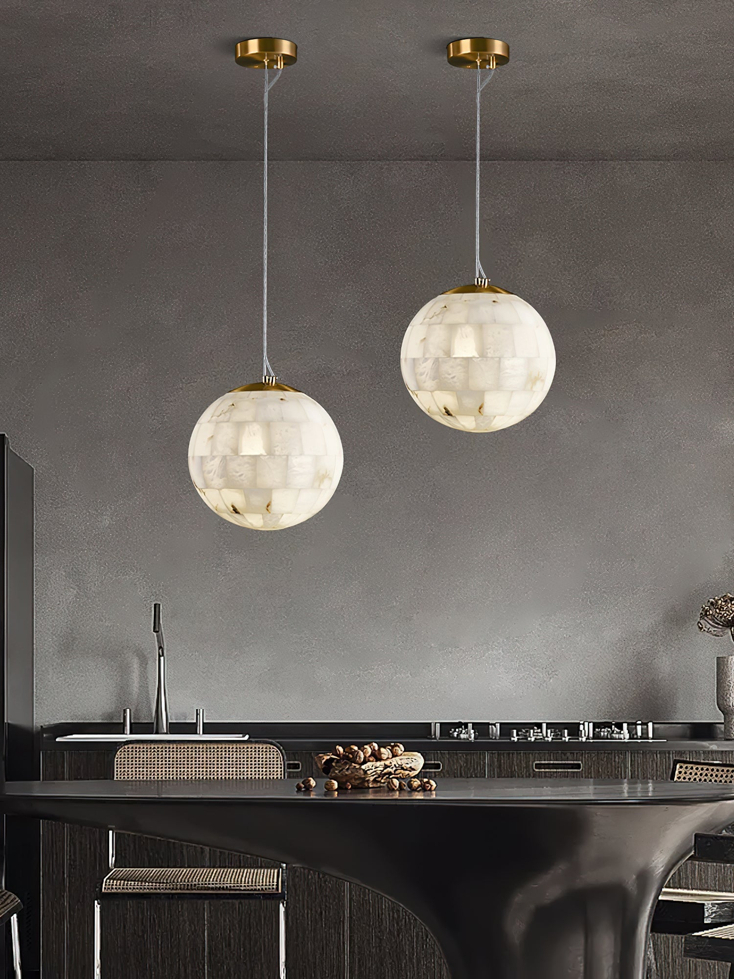 Fljotuvye Modern Ball Alabaster Pendant Light - Neutralighting
