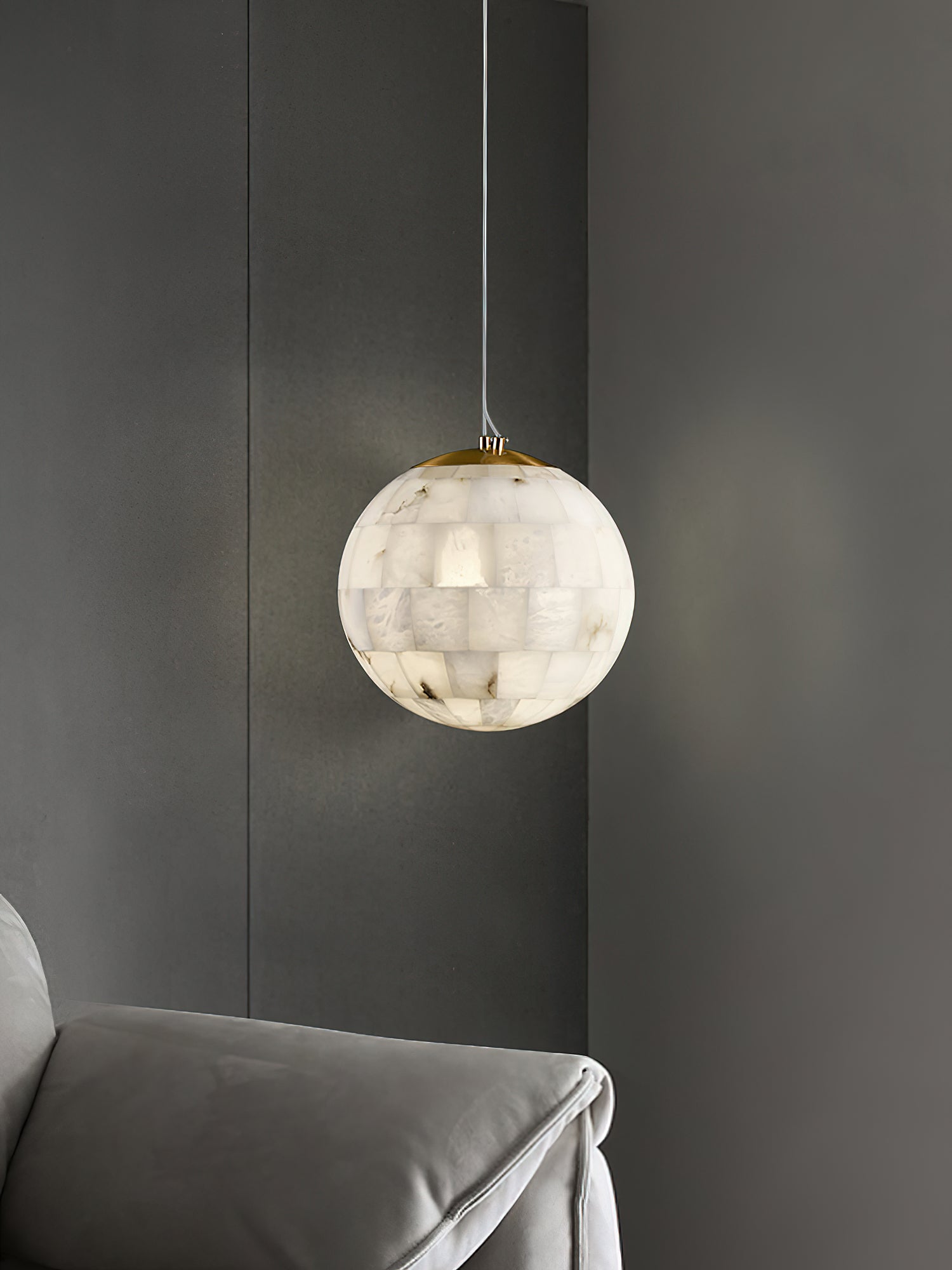 Fljotuvye Modern Ball Alabaster Pendant Light - Neutralighting