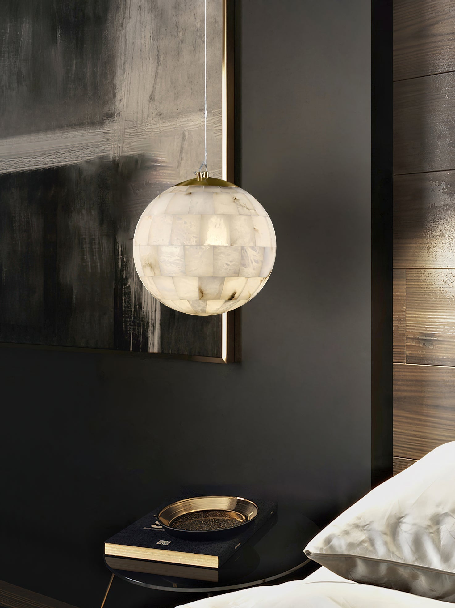 Fljotuvye Modern Ball Alabaster Pendant Light - Neutralighting