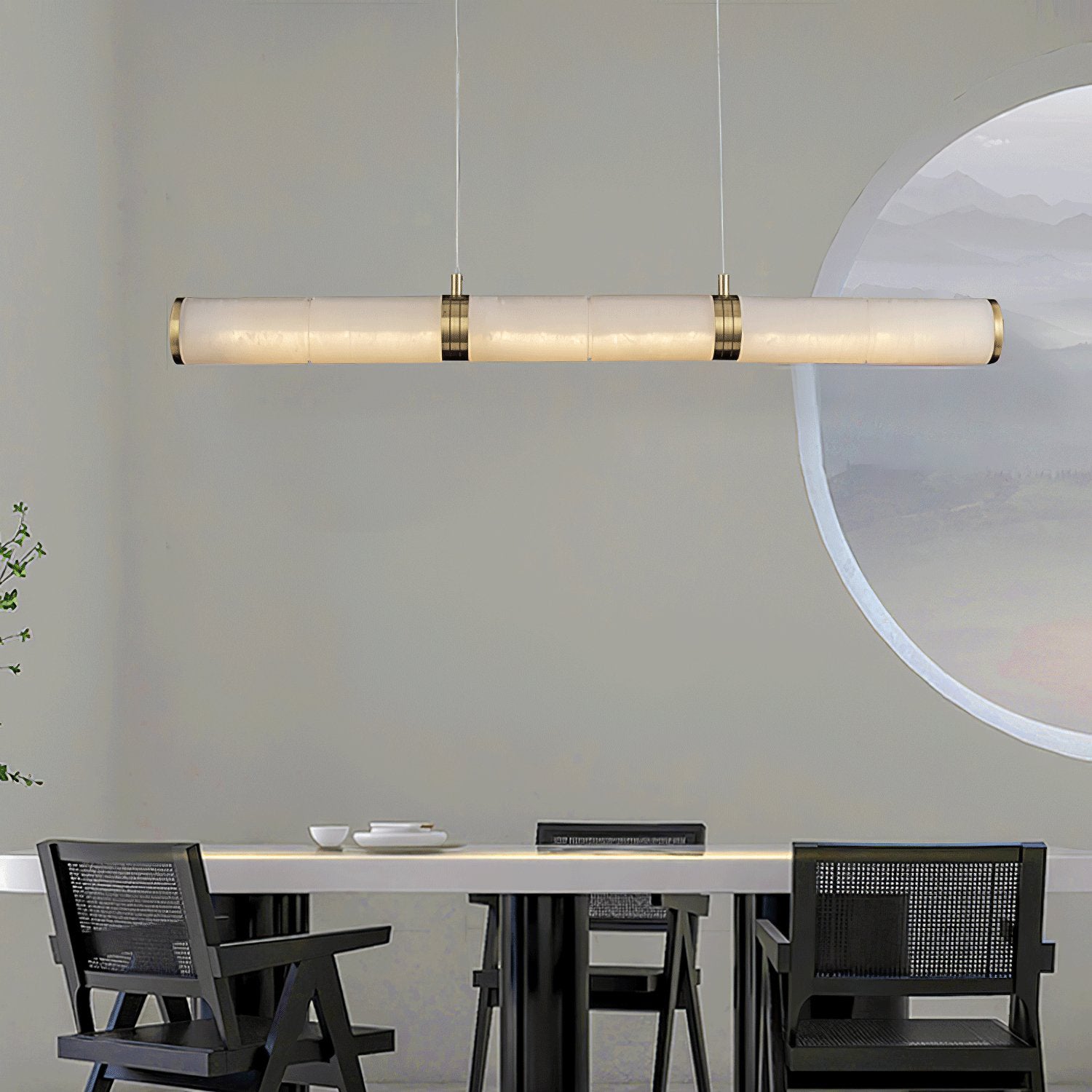 Eira Minimalist Alabaster Linear Pendant Light - Neutralighting