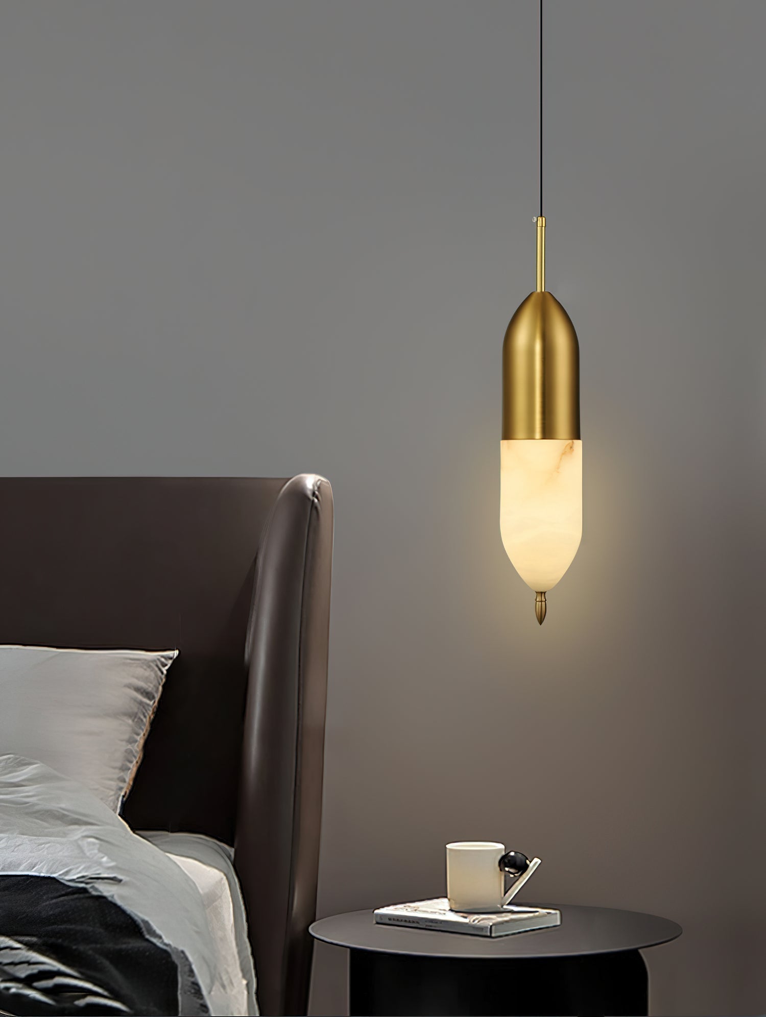 Himinuvye Alabaster Minimalist Bolus Brass Pendant Light - Neutralighting