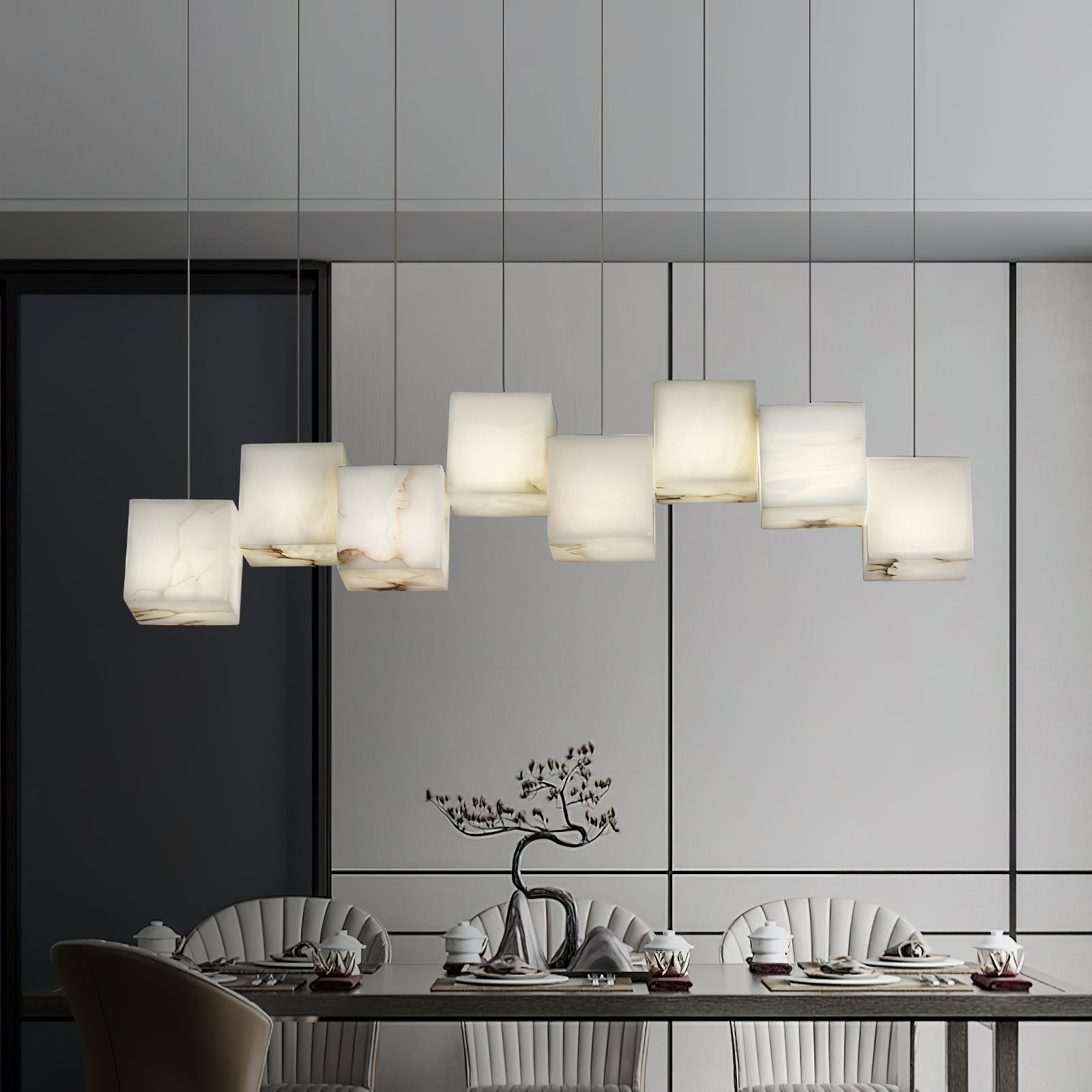 Jarnbruvyd Individual Modern Box Alabaster Chandelier - Neutralighting